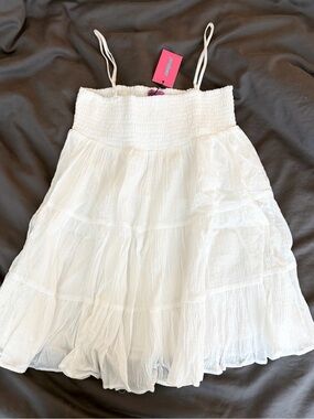 edikted ivory oversized mini dress | Dresses | Edikted Smocked Tiered White Medium Nwt Off shoulder design